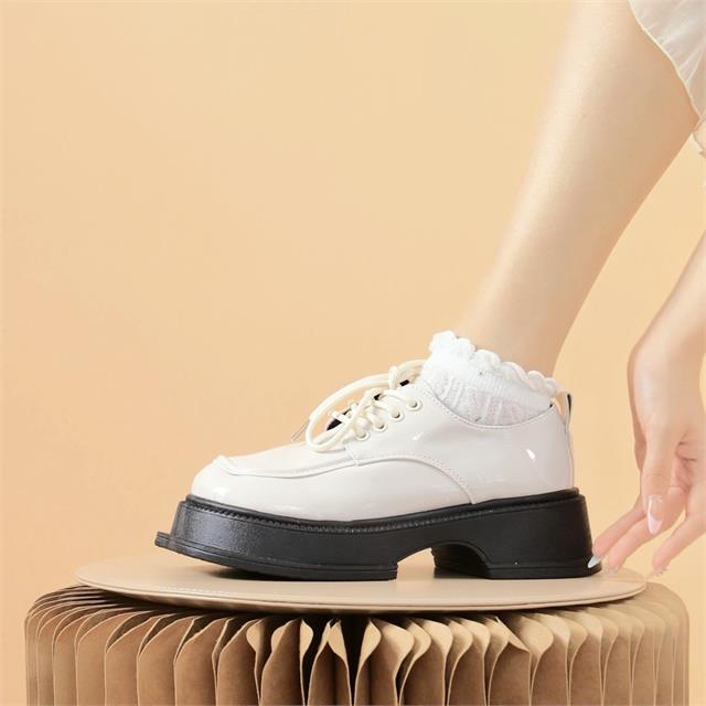 Giày Oxford MWC - 9615 Giày Oxford Da Bóng Đế Bánh Mì Phối Dây Cách Điệu Kiểu Dáng Thời Trang