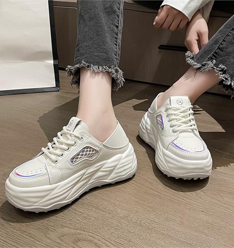 Giày thể thao nữ MWC NUTT- 0799 Giày Thể Thao Nam Cao Cấp Đế Cao, Sneaker Da Cổ Thấp Năng Động Cá Tính