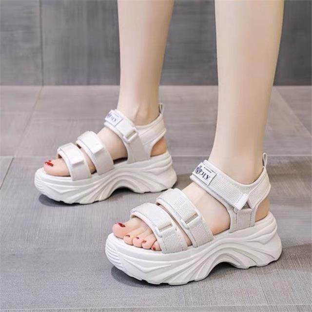 Giày sandal nữ MWC NUSD- 2408 Sandal Đế Bánh Mì Cao 5cm Siêu Hack Dáng Với Quai Ngang Lót Dán Thời Trang