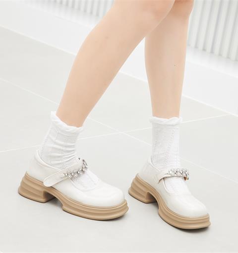 Giày Oxford Nữ MWC 9631 - Giày Da Oxford Nữ Cổ Thấp, Giày Oxford Nữ Đế Bánh Mì Phối Quai Ngang Đính Đá Hoa Tiểu Thư Sang Chảnh, Thời Trang.