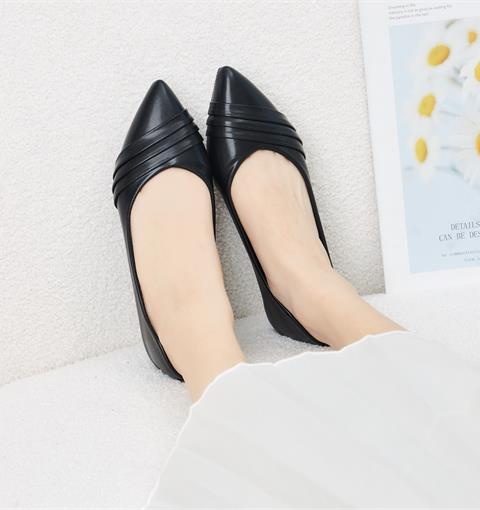 Giày Búp Bê MWC 2295 - Giày Búp Bê Mũi Nhọn, Giày Kiểu Dáng Slingback, Mặt Giày Họa Tiết Viền Sọc Chéo sắc Nét Thanh Lịch, Thời Trang.