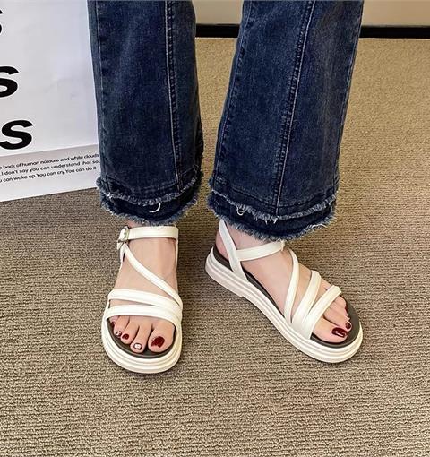Giày sandal nữ MWC NUSD- 2435 Sandal Đế Bánh Mì Siêu Hack Dáng 3 Quai Ngang Chéo Ôm Chân Phối Quai Hậu Thời Trang
