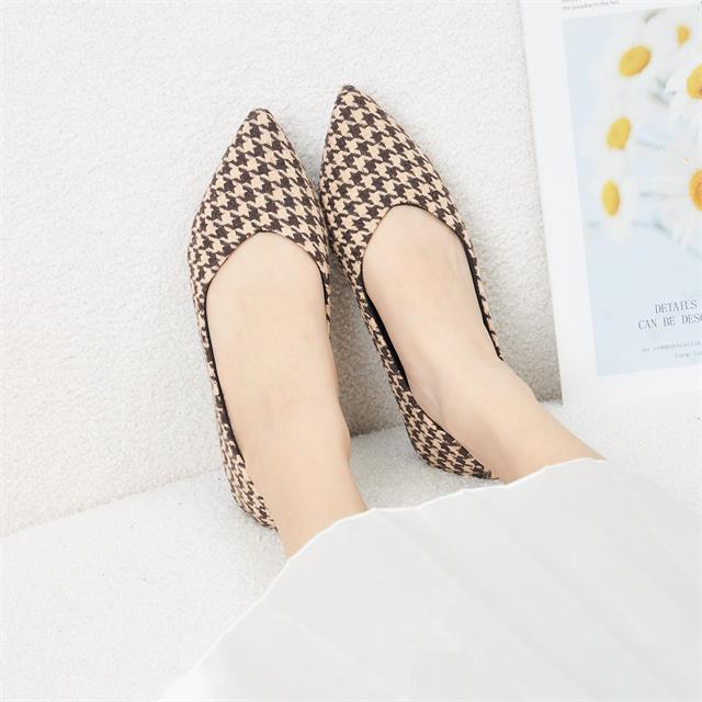 Giày Búp Bê MWC - 2249 Giày Búp Bê Dạ Caro Dáng Slingback Xinh Xắn Sang Trọng Thời Trang