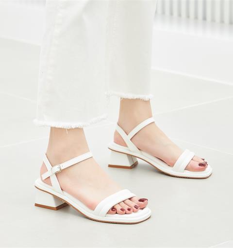 Giày Sandal cao gót MWC NUCG- 4474 Sandal Cao Gót Quai Ngang Viền Chỉ Giữa Phối Quai Hậu Thời Trang