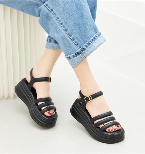 Giày sandal nữ MWC NUSD- 2438 Sandal 3 Quai Ngang Cách Điệu,Đế Bánh Mì Siêu Cute, Siêu Hack Dáng 