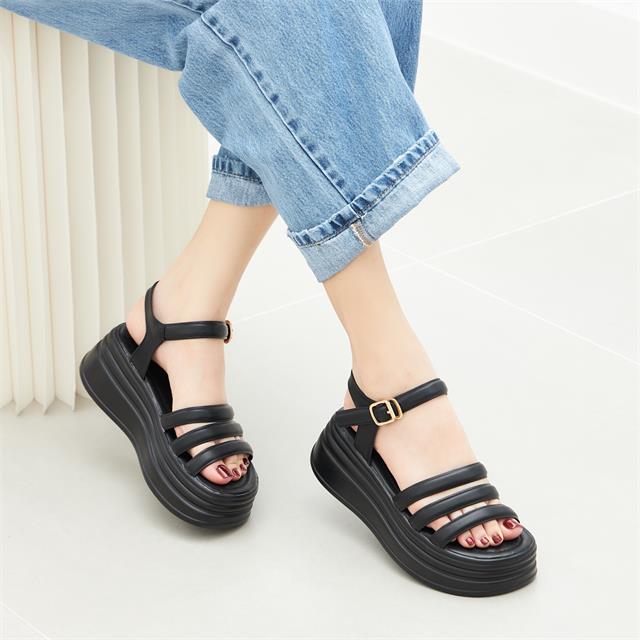 Giày sandal nữ MWC NUSD- 2438 Sandal 3 Quai Ngang Cách Điệu,Đế Bánh Mì Siêu Cute, Siêu Hack Dáng 