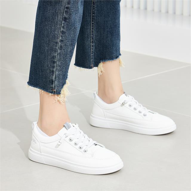 Giày thể thao nữ MWC NUTT- 0791 Giày Thể Thao Nữ Phối Màu Đế Bằng,Sneaker Da Siêu Êm Chân Hot Trend