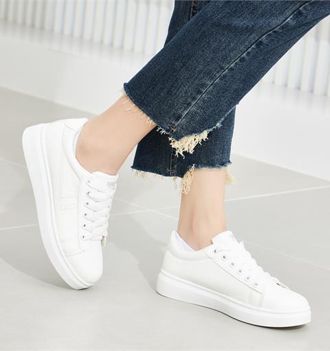 Giày thể thao nữ MWC NUTT- 0781 Giày Thể Thao Nữ Phối Viền Màu Siêu Cute Sneaker Da Êm Chân Đế Bằng Hot Trend