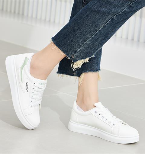 Giày thể thao nữ MWC NUTT- 0795 Giày Thể Thao Nữ Phối Viền Màu Siêu Cute Sneaker Da Êm Chân Đế Bằng Hot Trend