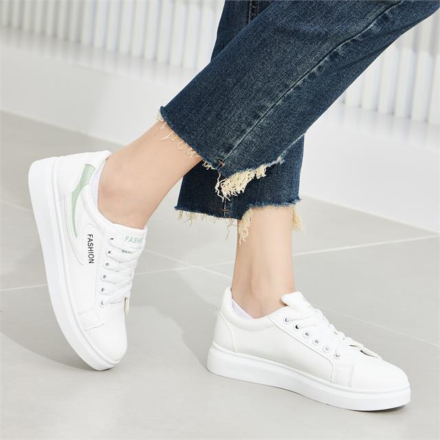 Giày thể thao nữ MWC NUTT- 0795 Giày Thể Thao Nữ Phối Viền Màu Siêu Cute Sneaker Da Êm Chân Đế Bằng Hot Trend