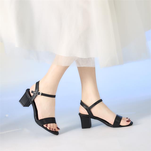 Giày Sandal Cao Gót MWC 3950 - Sandal Cao Gót Quai Ngang Đơn Giản, Đế Gót Vuông Cao 5cm Thanh Lịch,Thời Trang.