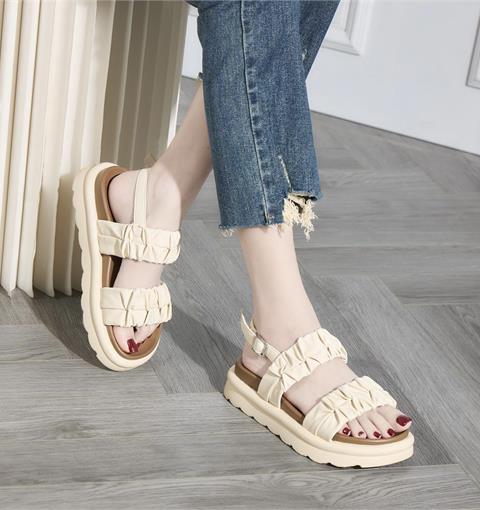 Giày Sandal Nữ MWC 2460 - Giày Sandal 2 Quai Ngang Nhún Cách Điệu, Đế Cao Siêu Mềm Thời Trang