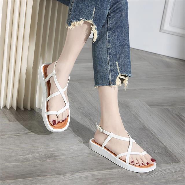 Giày Sandal Nữ MWC - 2969 Sandal Xỏ Ngón Quai Đan Chéo Cách Điệu Đế Bằng Cao 2cm Cực Thời Trang