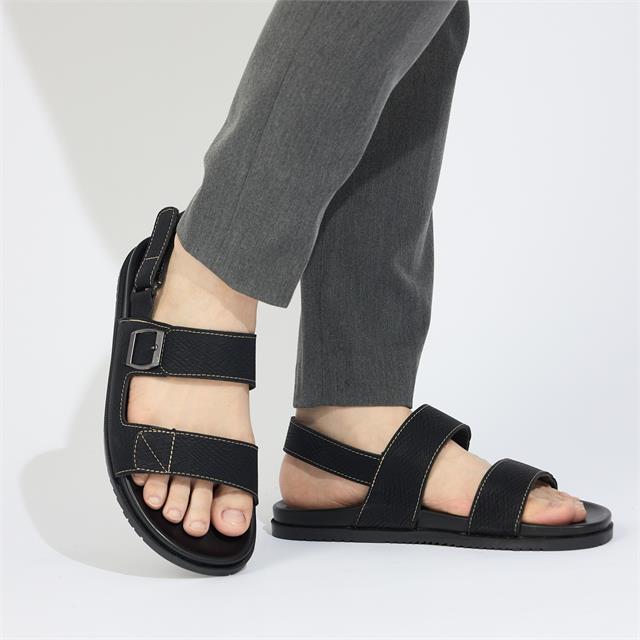 Giày Sandal Nam MWC 7085 - Sandal Nam 2 Quai Ngang Viền Chỉ Nổi Sắc Nét, Kiểu Dáng Streetwear, Sandal Đế Bằng Êm Mềm, Năng Động, Trẻ Trung.