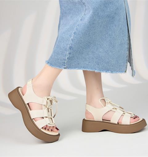 Giày Sandal Nữ MWC E127 - Sandal Chiến Binh Nữ Hở Mũi Đi Học, Đi Làm, Đi Chơi, Sandal Đế Đúc Quai Rọ Thắt Dây Cách Điệu Phong Cách Thời Trang.