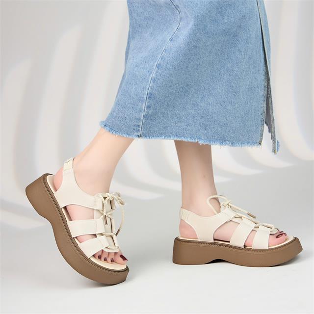 Giày Sandal Nữ MWC E127 - Sandal Chiến Binh Nữ Hở Mũi Đi Học, Đi Làm, Đi Chơi, Sandal Đế Đúc Quai Rọ Thắt Dây Cách Điệu Phong Cách Thời Trang.