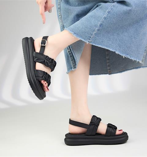 Giày Sandal Nữ MWC E129 - Sandal Nữ 2 Quai Nhún Cách Điệu, Sandal Nữ Siêu Bền Đẹp, Thời Trang.