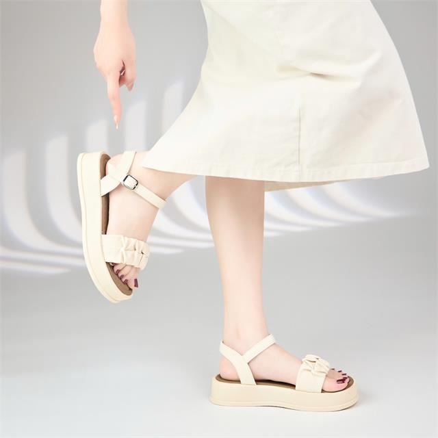 Giày sandal Nữ MWC E158 - Sandal Nữ Quai Ngang Nhún Siêu Bền Đẹp, Sandal Nữ Đế Đúc Cao 5cm Năng Động, Trẻ Trung, Thời Trang.