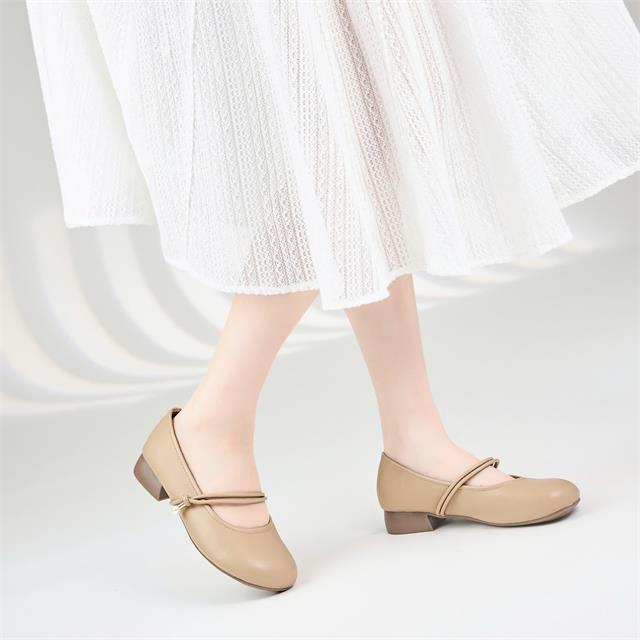 Giày Cao Gót MWC G184 - Giày Búp Bê Mary Jane, Giày Tiểu Thư Mũi Tròn Đế 3cm Phối Quai Mảnh Êm Mềm Thời Trang.