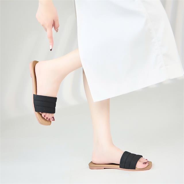  Dép Nữ MWC 8587 - Dép Đế Bệt Nữ Quai Bản To Viền Sọc Chỉ Nổi Tinh Tế, Thời Trang.