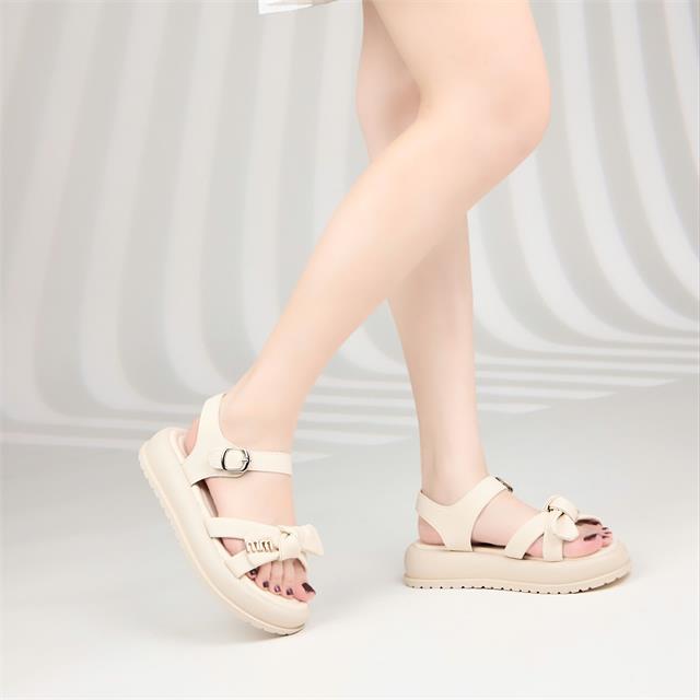 Giày Sandal Nữ MWC E161 - Sandal Đế Đúc Nữ Quai Da Phối Nơ Duyên Dáng Thanh Lịch Đi Học, Đi Chơi Siêu Bền Đẹp.