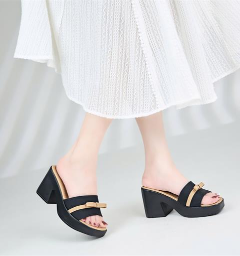 Giày Cao Gót MWC G213 - Guốc Đế Suồng 8cm Quai Ngang Bản To  Phối Nơ Màu Tinh Tế, Duyên Dáng, Nữ Tính.