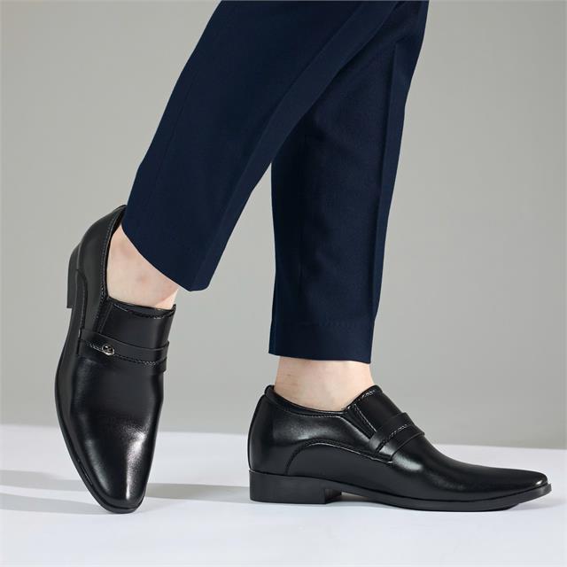 Giày Mọi Nam 6702 - Giày Slip-On Nam Đế Độn 7cm Họa Tiết Khóa Kim Loại Tròn Màu Bạc Ánh Kim Lịch Lãm, Sang Trọng.