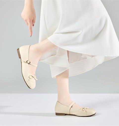 Giày Búp Bê MWC 2328 - Giày Búp Bê Nàng Thơ Vintage, Mũi Tròn Phối Nơ Nhỏ Xinh Thanh Lịch, Nét Đẹp Dịu Dàng.