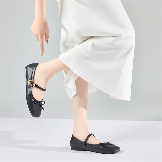 Giày Búp Bê MWC 2332 - Giày Búp Bê Mary Jane Mũi Vuông Phối Nơ Tiểu Thư Xinh Xắn, Dịu Dàng Đầy Cuốn Hút.
