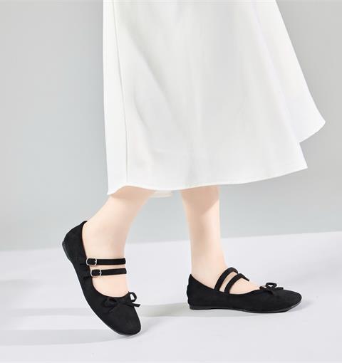Giày Búp Bê MWC 2330 - Giày Búp Bê Vintage Da Nhung Phối Nơ Nhỏ Xinh, Mềm Mại, Ngọt Ngào Phù Hợp Cả Đi Làm, Đi Chơi.