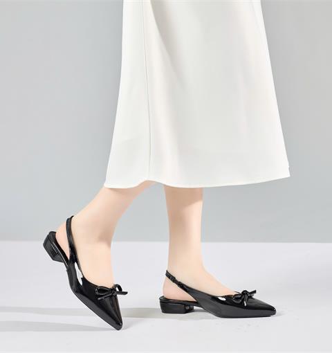 Giày Cao Gót MWC G247 - Giày Slingback 3cm Hở Gót, Mũi Nhọn Thanh Thoát Phối Nơ Nhỏ Xinh Duyên Dáng, Sang Trọng.