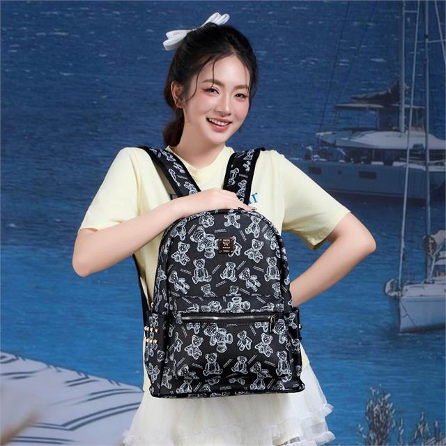 BALO MWC 1286 - Balo Unisex Full Họa Tiết Gấu Có Logo Kim Loại Vàng Ánh Kim Siêu Cute, Hottend, Trẻ Trung.