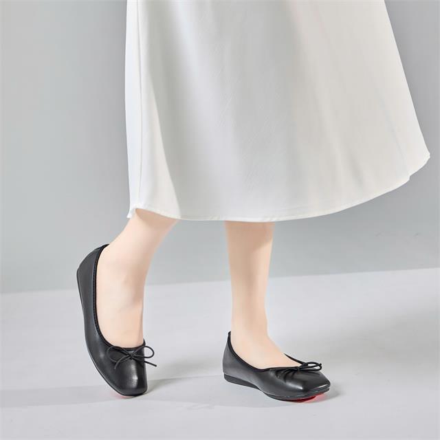 Giày Búp Bê MWC 2343 - Giày Búp Bê Mary Jane Mũi Vuông Phối Nơ Tiểu Thư Xinh Xắn, Dịu Dàng Đầy Cuốn Hút.