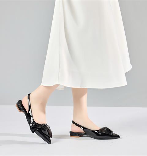 Giày Cao Gót MWC G246 - Giày Slingback Da Bóng 3cm Hở Gót, Mũi Nhọn Thanh Thoát Phối Nơ Bản To Vừa Sang, Vừa Xinh.