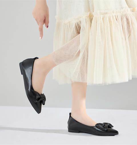 Giày Búp Bê MWC 2341 - Giày Búp Bê Dáng Singback Mũi Nhọn Đính Nơ Bản To Mềm Mại, Sang Trọng, Nữ Tính.