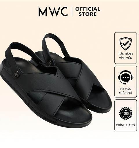 Giày Sandal Nam MWC 7113- Sandal Nam Hai Quai Chéo Bản To, Da PU Mềm Mại, Êm Ái, Tối Giản, Thanh Lịch, Thời Trang.