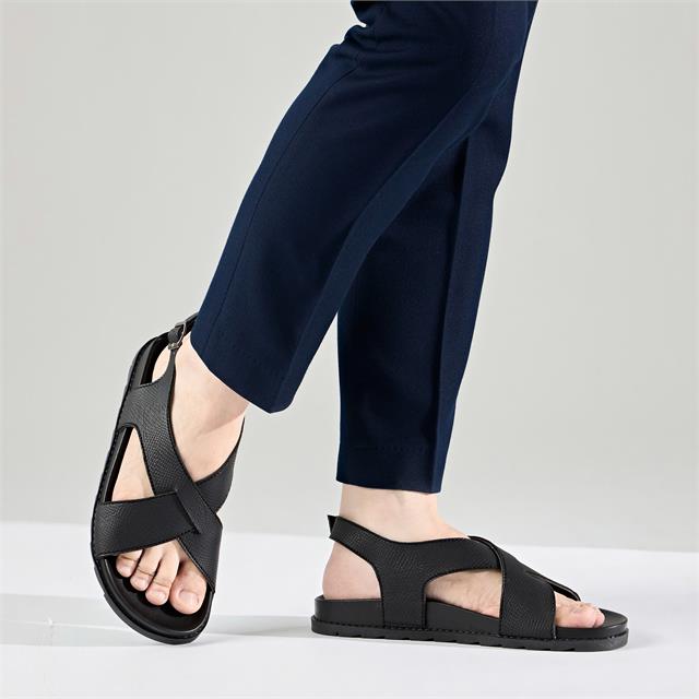 Sandal Nam MWC 7112 - Sandal Nam Da Vân Cao Cấp Êm Mềm, Hai Quai Chéo Kép Hình Chữ X Cá Tính Siêu Bền Đẹp.
