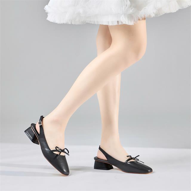 Giày Cao Gót MWC G271 - Giày Cao Gót Nữ Dáng Slingback Mũi Vuông, Hở Gót Phối Nơ Nhỏ Xinh, Nữ Tính, Ngọt Ngào.
