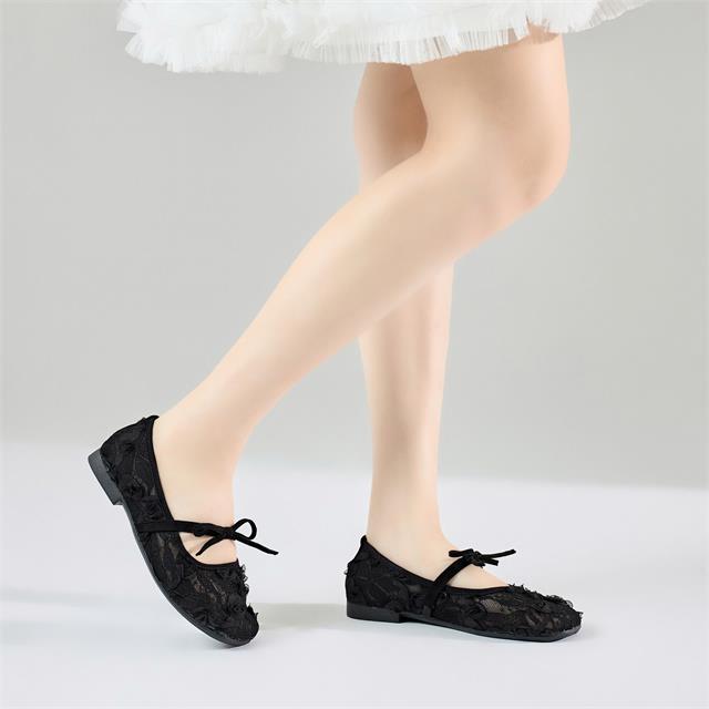 Giày Búp Bê MWC 2362 - Giày Búp Bê Ballet Ren Thêu Hoa Tinh Xảo, Mũi  Vuông Thời Thượng, Thanh Lịch, Thời Trang.