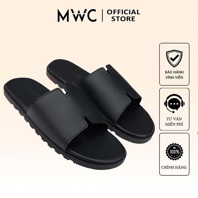 Dép Nam MWC 9215 - Dép Da PU Basic Nam, Quai Ngang Bản Rộng Bền Đẹp, Nam Tính, Sang Trọng.