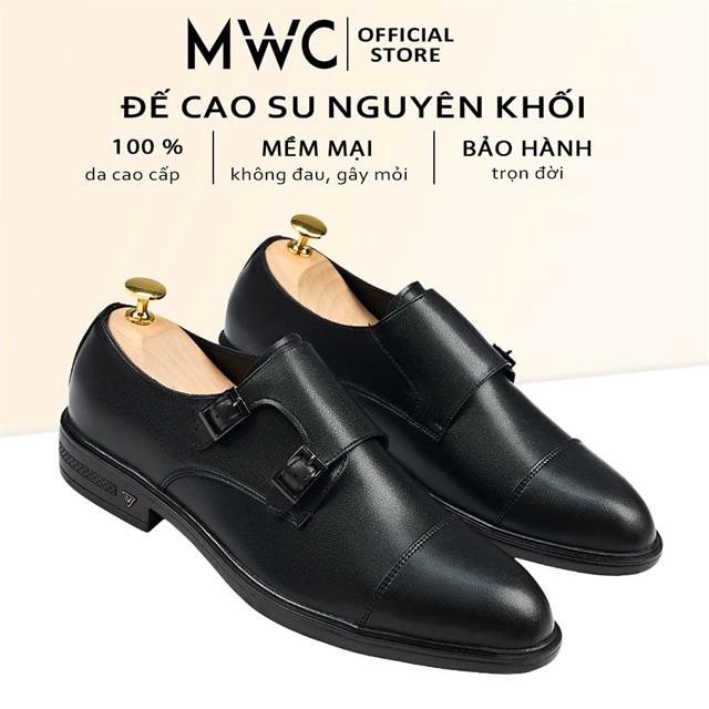 Giày Mọi Nam 6721 - Giày Tây Nam Kiểu Monk Strap, Mũi Nhọn Phối Hai Quai Da Có Khoá Kim Loại Tinh Tế, Sang Trọng.
