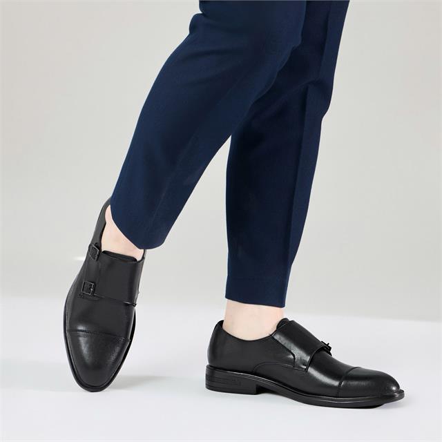 Giày Mọi Nam 6721 - Giày Tây Nam Kiểu Monk Strap, Mũi Nhọn Phối Hai Quai Da Có Khoá Kim Loại Tinh Tế, Sang Trọng.