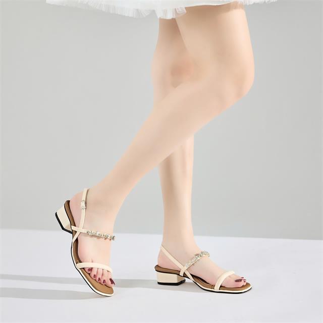 Giày Cao Gót MWC G263 - Giày Sandal Nữ Mũi Vuông, Quai Mảnh Phối Đá Lấp Lánh, Sang Chảnh, Thu Hút Mọi Ánh Nhìn.