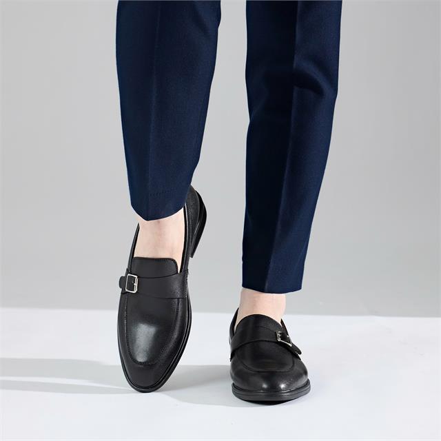 Giày Mọi Nam MWC 6729 - Giày Tây Nam Kiểu Monk Strap, Mũi Bo Tròn Phối Quai Da Có Khoá Kim Loại Tinh Tế, Sang Trọng.