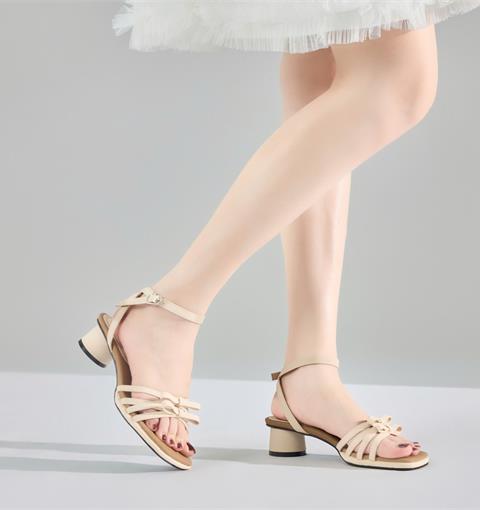 Giày Cao Gót MWC G295 - Sandal Gót Trụ Tròn 5cm, Quai Mảnh  Phối Nơ Nhỏ Xinh Thanh Lịch, Nữ Tính, Thời Trang.
