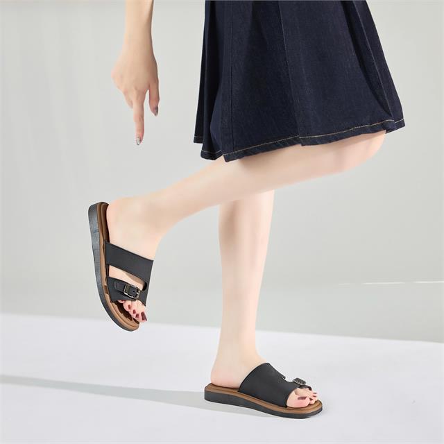 Dép Nữ MWC 8650 - Dép Nữ Quai Bản To Phối Khoá Kim Loại Thanh Lịch, Nữ Tính, Sang Trọng, Thời trang.