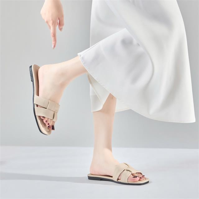 Dép Nữ MWC 8619 - Dép Nữ Đế Bệt Thu Xuân, Quai Bản Đan Chéo Mềm Mại, Nữ Tính, Thanh Lịch, Thời Trang.