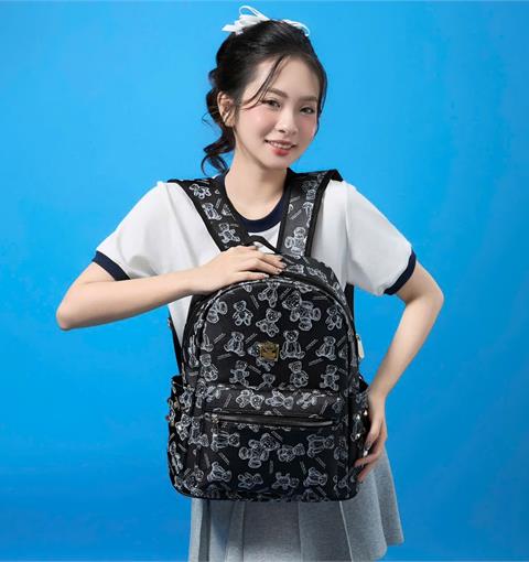 BALO MWC 1286 - Balo Unisex Full Họa Tiết Gấu Có Logo Kim Loại Vàng Ánh Kim Siêu Cute, Hottend, Trẻ Trung.