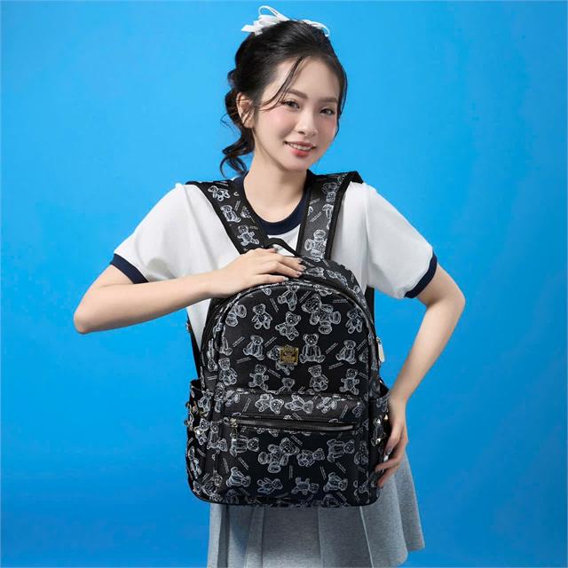 BALO MWC 1286 - Balo Unisex Full Họa Tiết Gấu Có Logo Kim Loại Vàng Ánh Kim Siêu Cute, Hottend, Trẻ Trung.