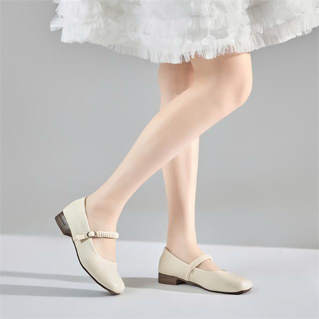  Giày Cao Gót MWC G286 - Giày Búp Bê Mũi Vuông Phối Quai Mảnh Khoá Cài Thanh Lịch Đi Làm, Đi Chơi, Nữ Tính, Thời Trang.